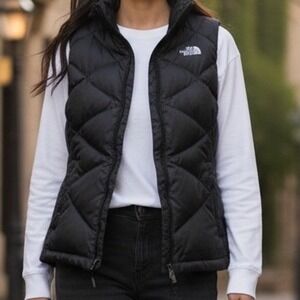 The North Face Puffer Vest Womens S Black 550 Down Quilted Aconcagua Full Zip